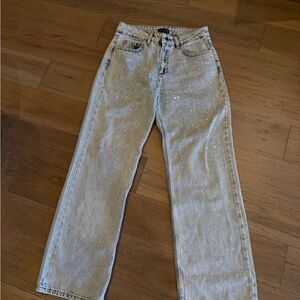 PrettyLittleThing Light Blue Rhinestone Embellished Denim Jeans